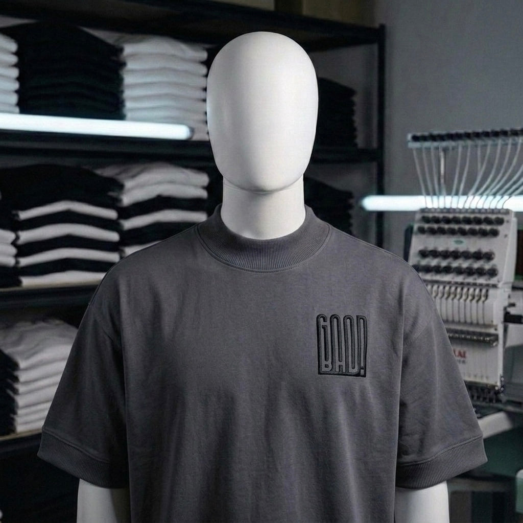 Punjabtees GOOD BAD EMB Charcoal Gray T-Shirt