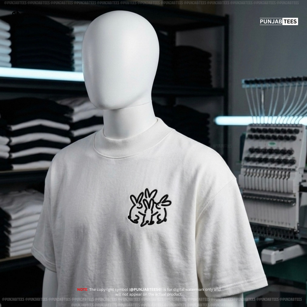 Punjabtees Rabbits EMB off white T-Shirt