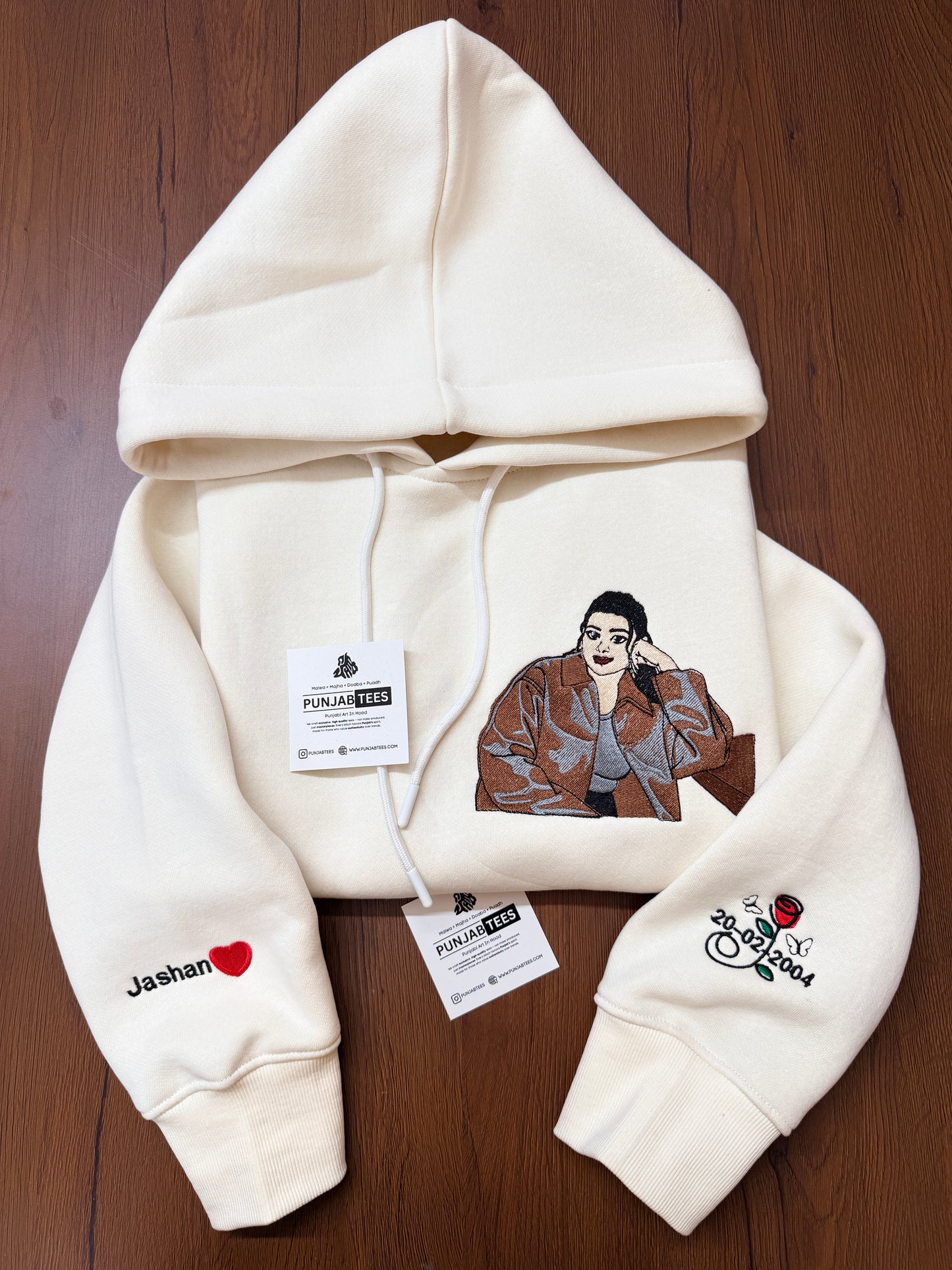 Custom portrait embroidery Hoodie – Personalized Punjabi Gift