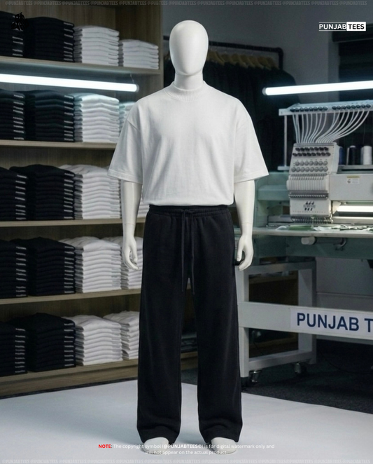 100% Cotten (280GSM) Punjabtees plain Off-White T-Shirt With large Rib