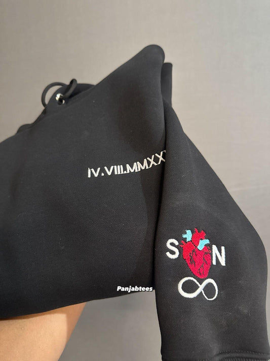 Chinese Custom Word Embroidered Hoodie – Black