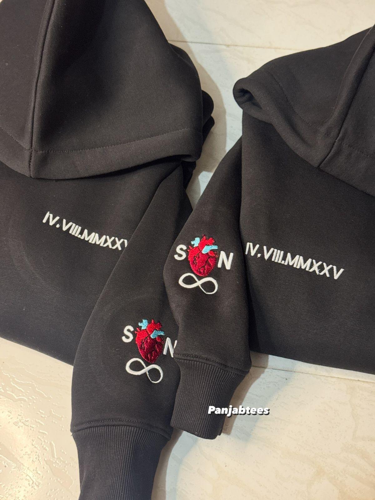 Chinese Custom Word Embroidered Hoodie – Black