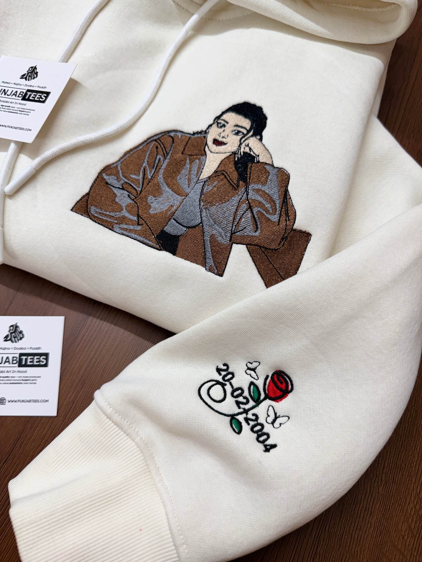 Custom portrait embroidery Hoodie – Personalized Punjabi Gift