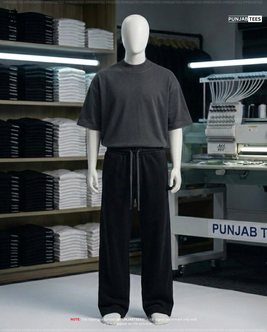 100% Cotten (280GSM) Punjabtees plain Charcoal Gray T-Shirt With large Rib