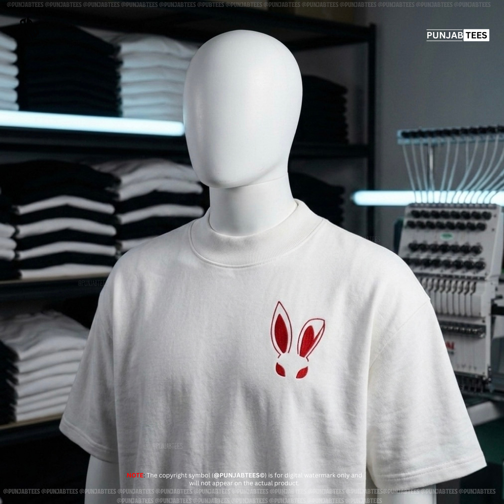 Punjabtees Red Rabbit EMB off white T-Shirt
