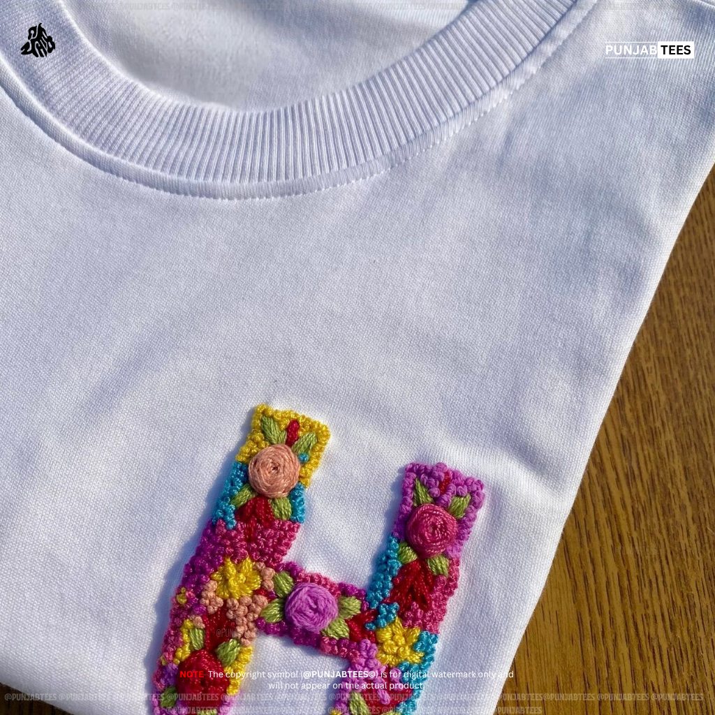 Custom Single Word (Hand Embroidery) T-Shirt – Regular Fit Premium | Hand Embroidery
