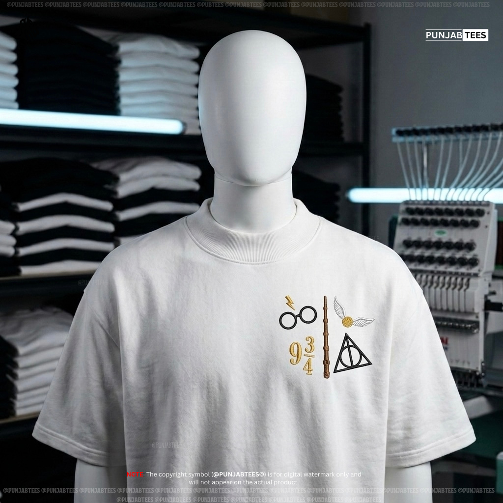 Punjabtees Harry potter EMB off white T-Shirt
