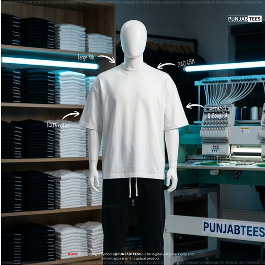 Punjabtees Simple White TShirt With large Rib
