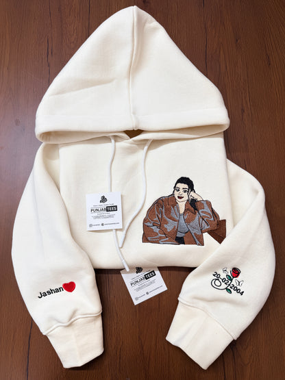 Custom portrait embroidery Hoodie – Personalized Punjabi Gift