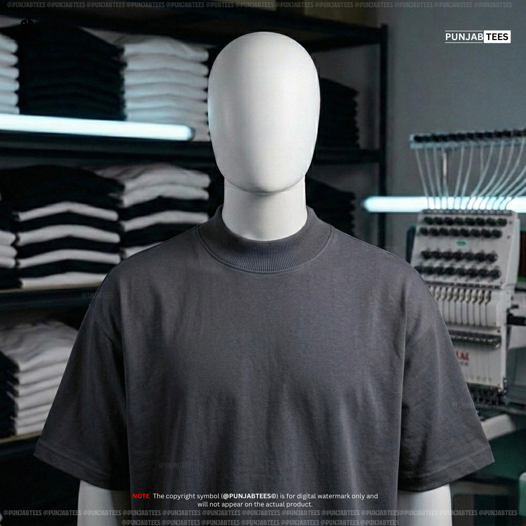 100% Cotten (280GSM) Punjabtees plain Charcoal Gray T-Shirt With large Rib