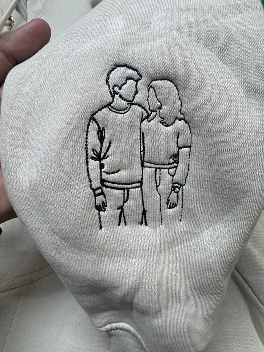 Line Art – oversized Tshirt |Premium Embroidery | cotton Lycra Stuff