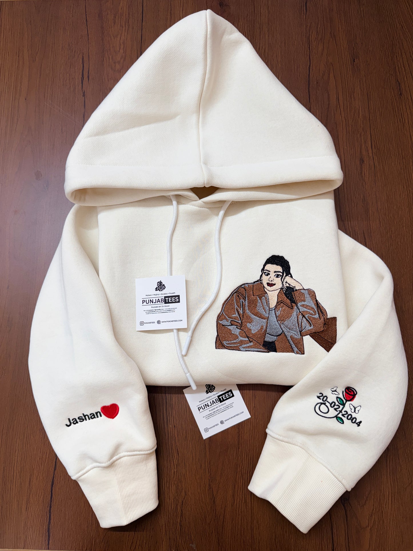 Custom portrait embroidery Hoodie – Personalized Punjabi Gift