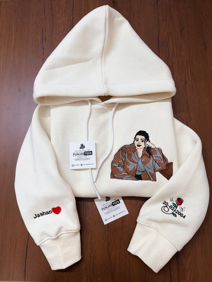 Custom portrait embroidery Hoodie – Personalized Punjabi Gift