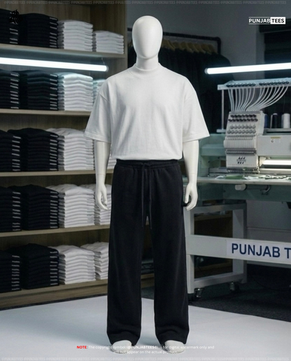 100% Cotten (280GSM) Punjabtees plain Off-White T-Shirt With large Rib