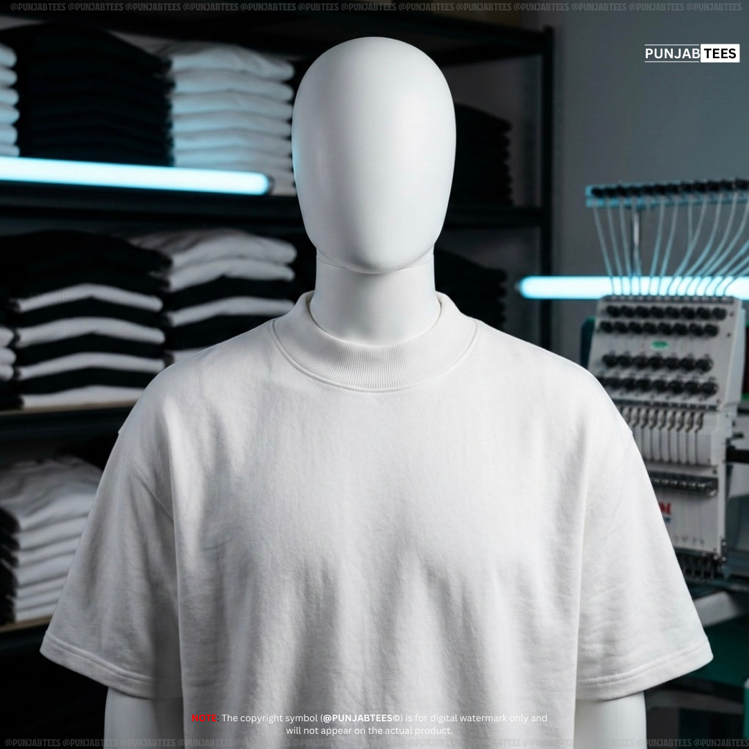 100% Cotten (280GSM) Punjabtees plain Off-White T-Shirt With large Rib