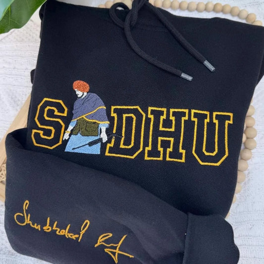 Custom Surname Embroidered Heritage Hoodie • Personalized "First Name" Sleeve Sweatshirt • Punjabi Culture Apparel