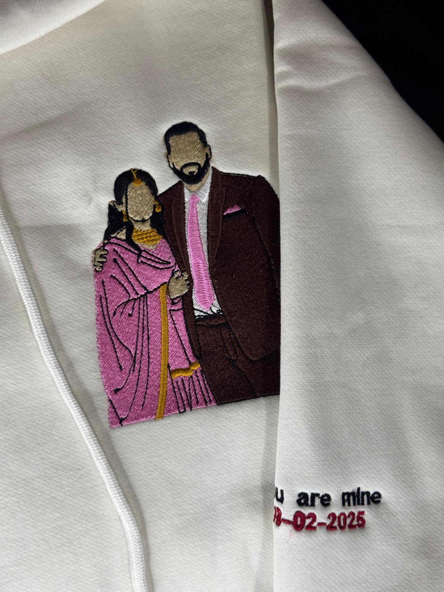 Custom Wedding Couple Embroidered Hoodie