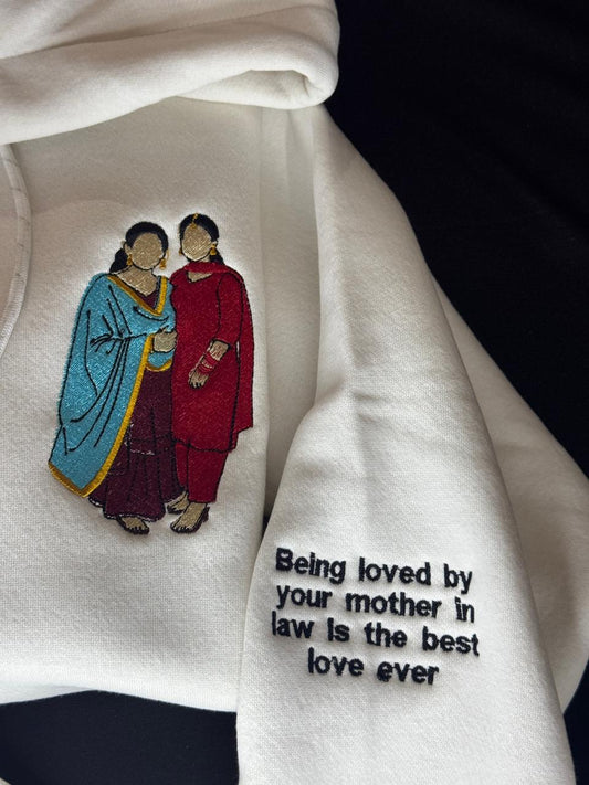 Punjabi Saas–Bahu Love Embroidered Hoodie