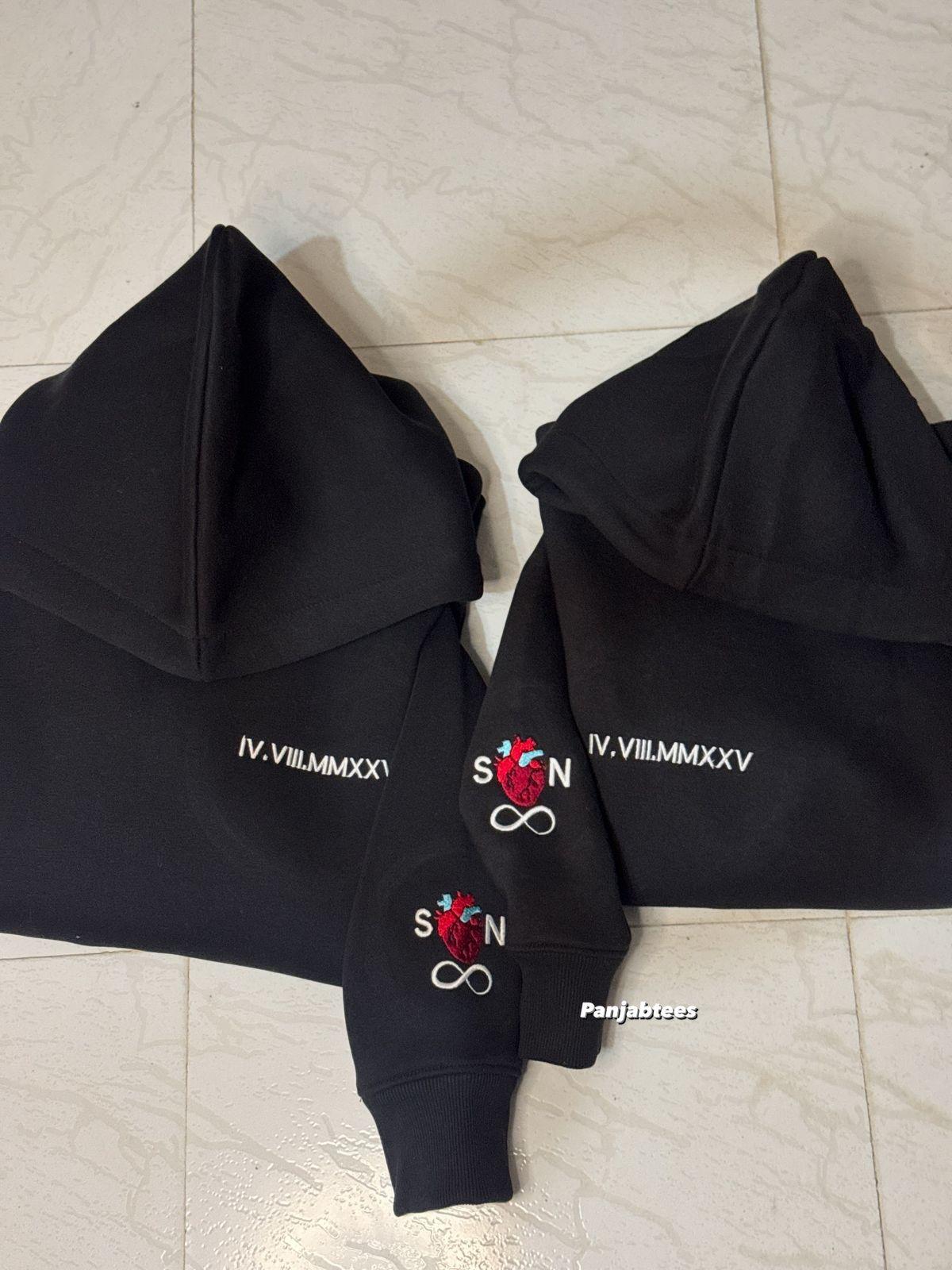 Chinese Custom Word Embroidered Hoodie – Black