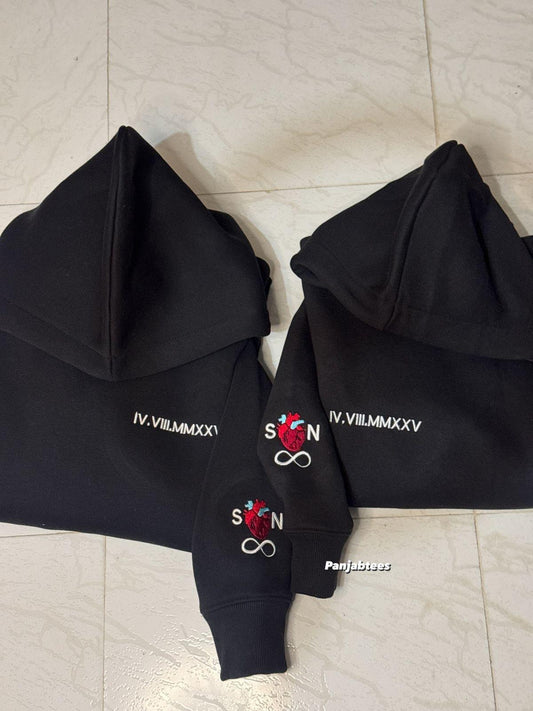 Chinese Custom Word Embroidered Hoodie – Black